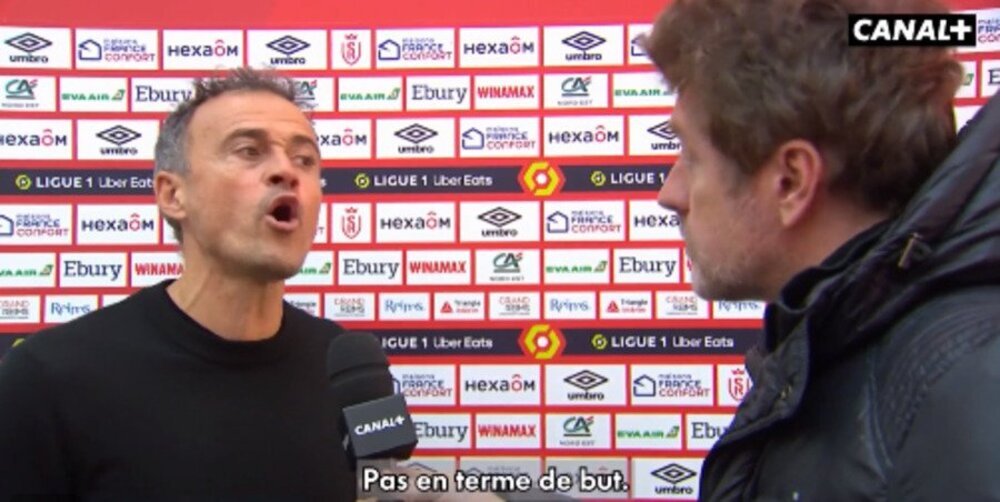 Luis Enrique diwawancarai usai laga Reims vs PSG.